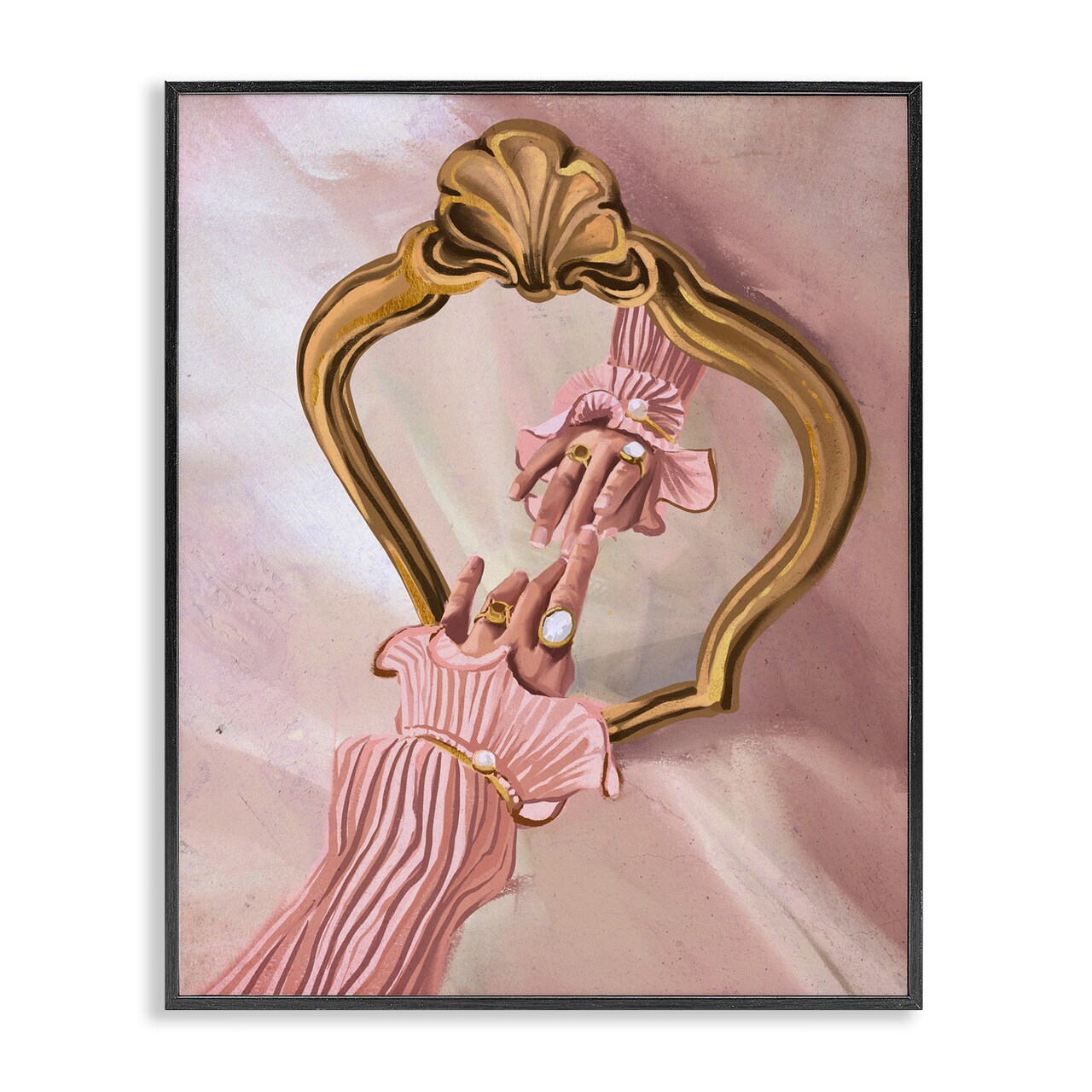 Stupell Industries Chic Hand Mirror Reflection Framed Giclee Wall Art Design by Svetlana Aleynikova